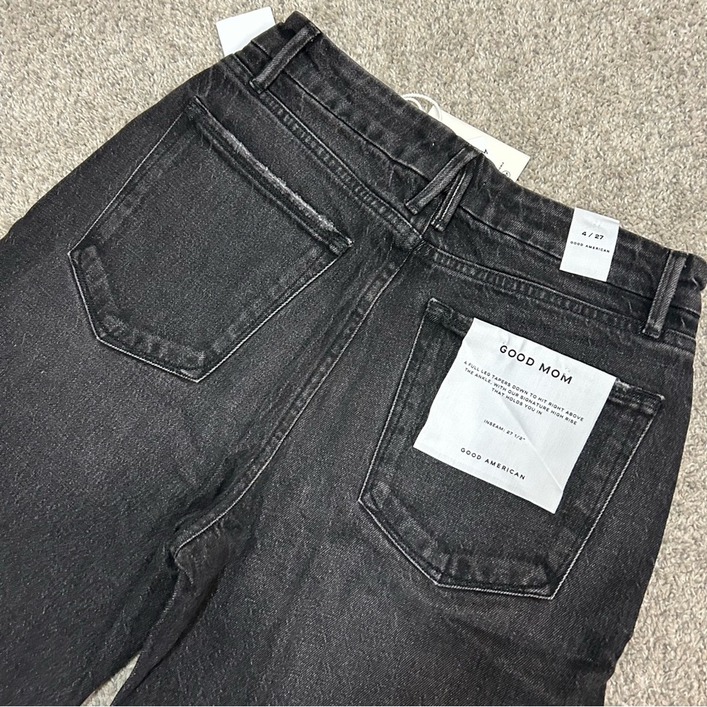 Good American Good Mom Jeans Women’s 4/27 Black Denim New with Tags Ankle - Picture 7 of 12